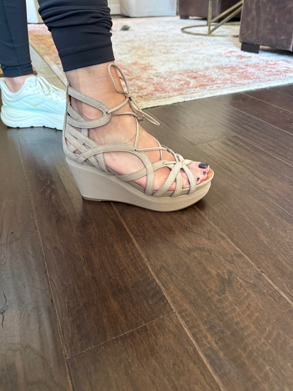 Gentle Souls Lace-Up Wedge Sandals